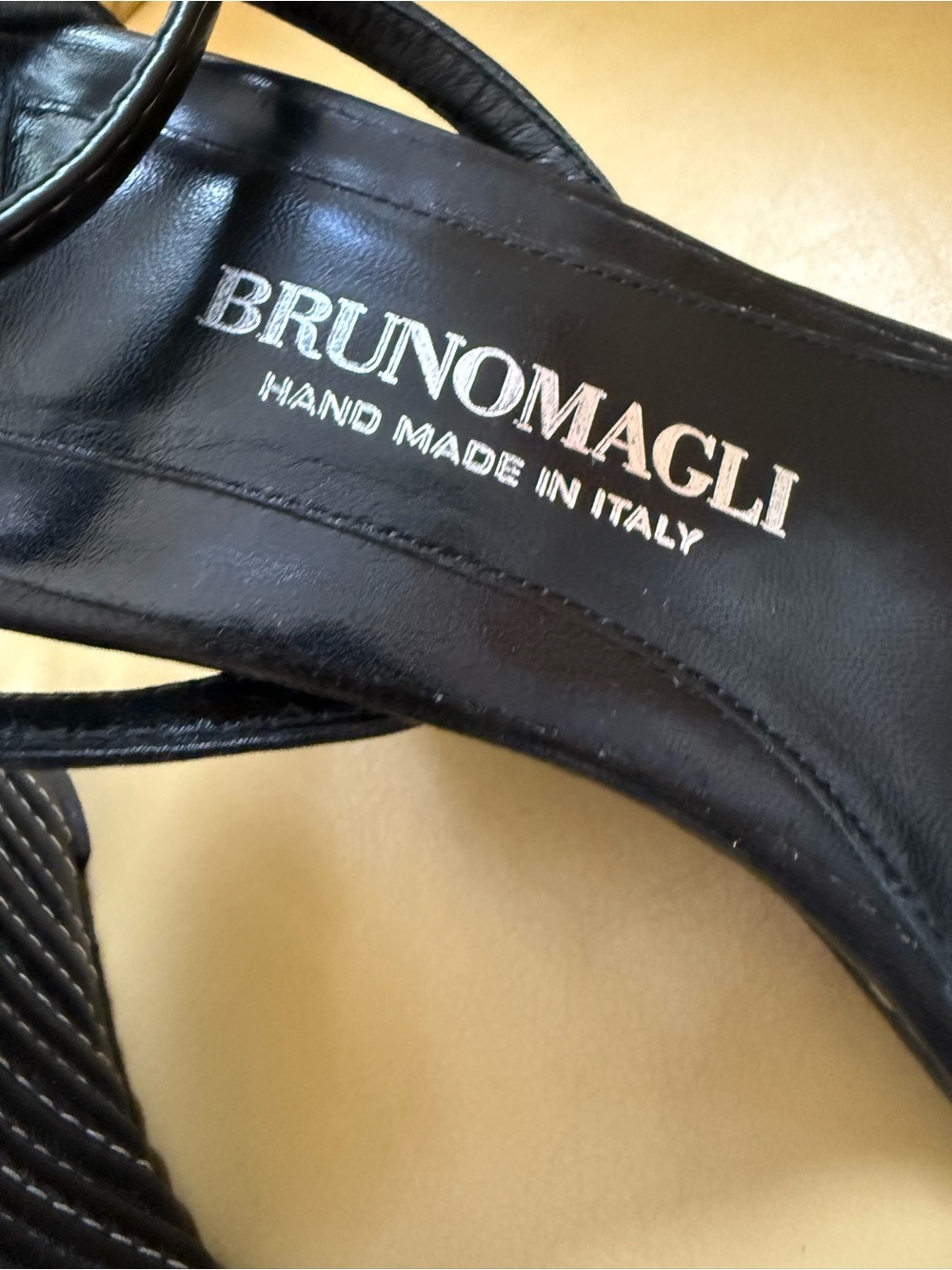 BrunoMagli, Italian, black leather strapping ankle strap, heel sandal, size 10